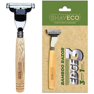 SHAVECO Edge 3 Bamboo Razor 1 Handle with 2 Cartridges