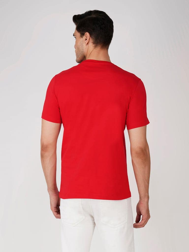 Men’s Graphic Print Cotton Tee Euro Fit-Red view 2