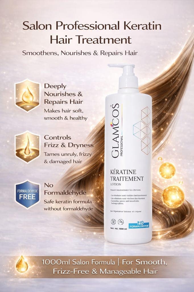 Glamcos Keratin Smoothing Shampoo with Keratin Protein | Salon Cleanse for Chemically Treated, Dry & Damaged Hair | Restores Strength, Smoothness & Shine – 300 ml view 3