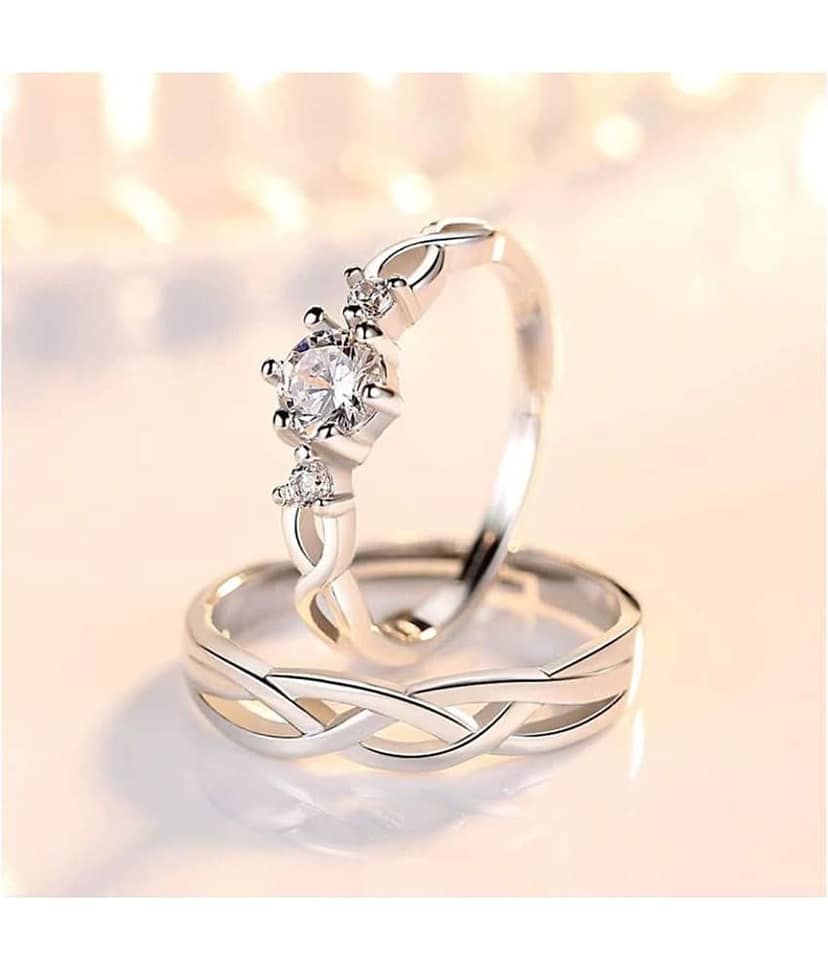 SHREENATHJI JEWELLERS - Silver Couple Ring (Pack of 1)