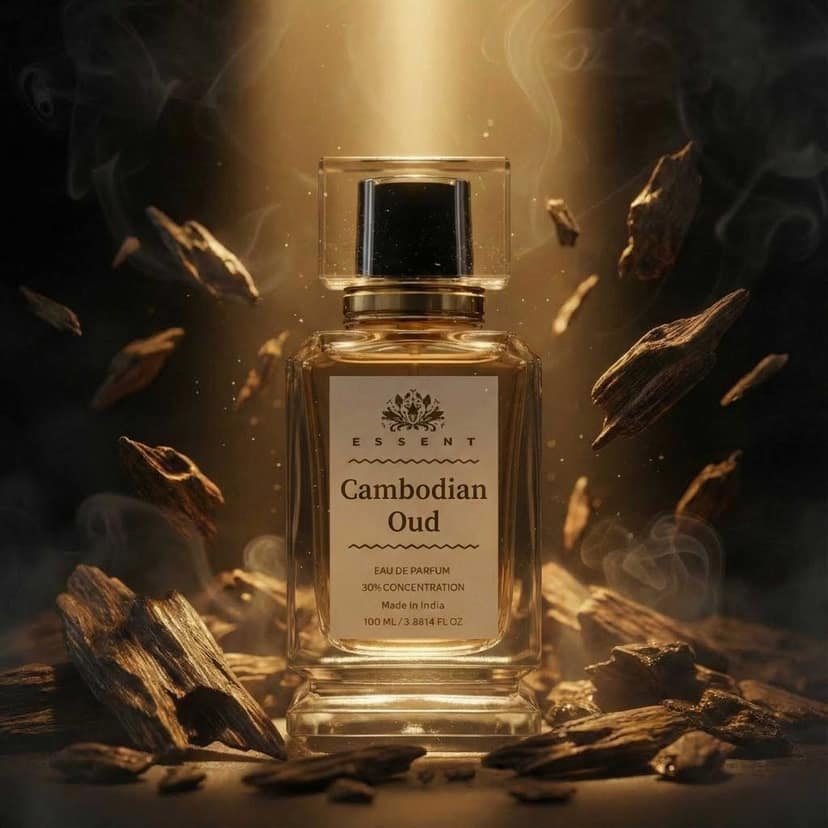 Essent Perfumes Cambodian Oud Eau de Parfum (EDP) – Premium Oud Woody Long Lasting Perfume – Unisex Fragrance
