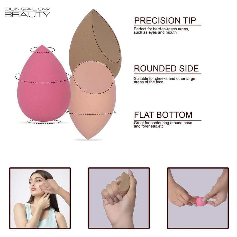 BUNGALOW BEAUTY Makeup Blending Set, 3 Pieces - Reusable | Beauty Makeup Sponge | Foundation Blender Sponge | Easy to clean I Latex-free I Suitable for Sensitive Skin view 3
