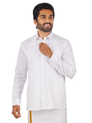 Mens 100% Cotton White Shirt Full Sleeves Celebrity White V2