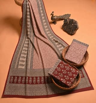 Handcrafted Bagh Print Cotton 3 Piece Suit Set