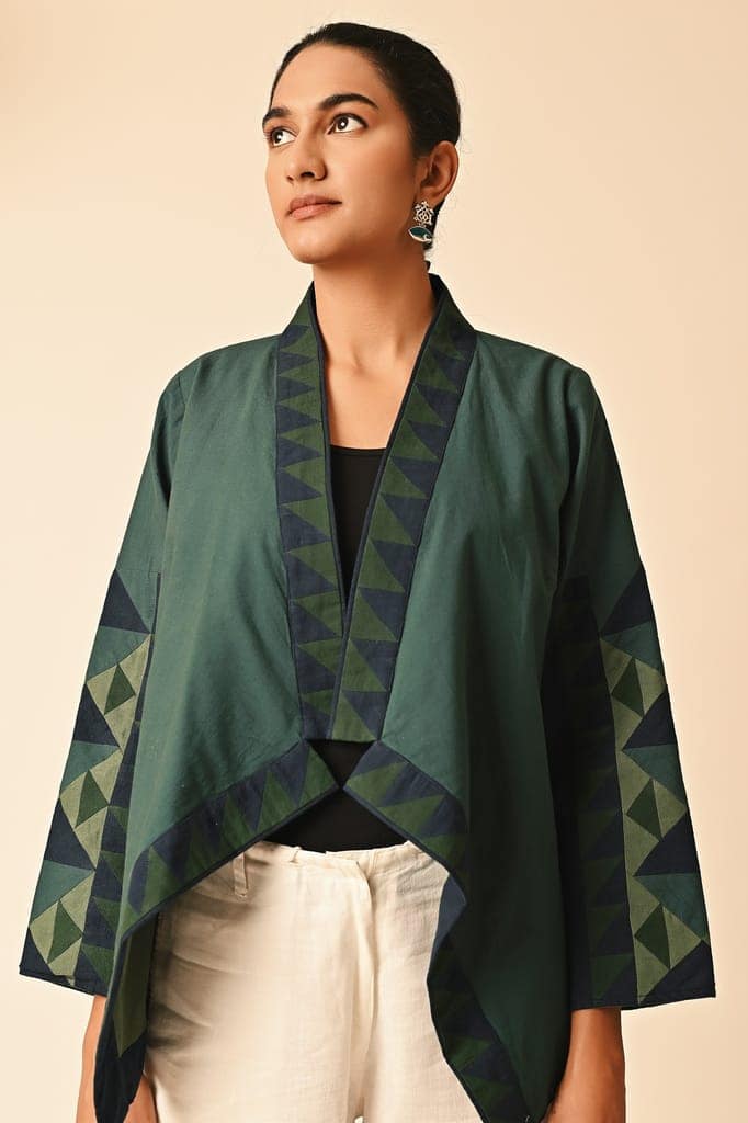 Rishta Handkerchief Hem Green Ralli Jacket view 3
