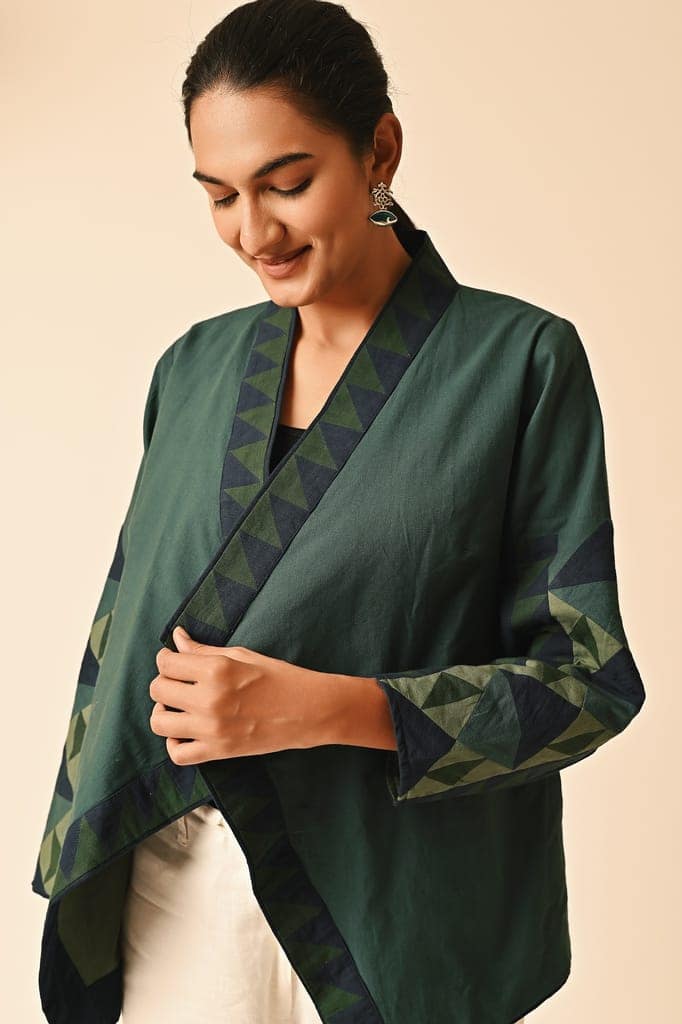 Rishta Handkerchief Hem Green Ralli Jacket view 4