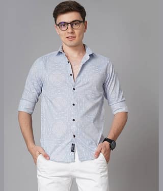 Paul Street - Blue 100% Cotton Slim Fit Men's Casual Shirt ( Pack of 1 )