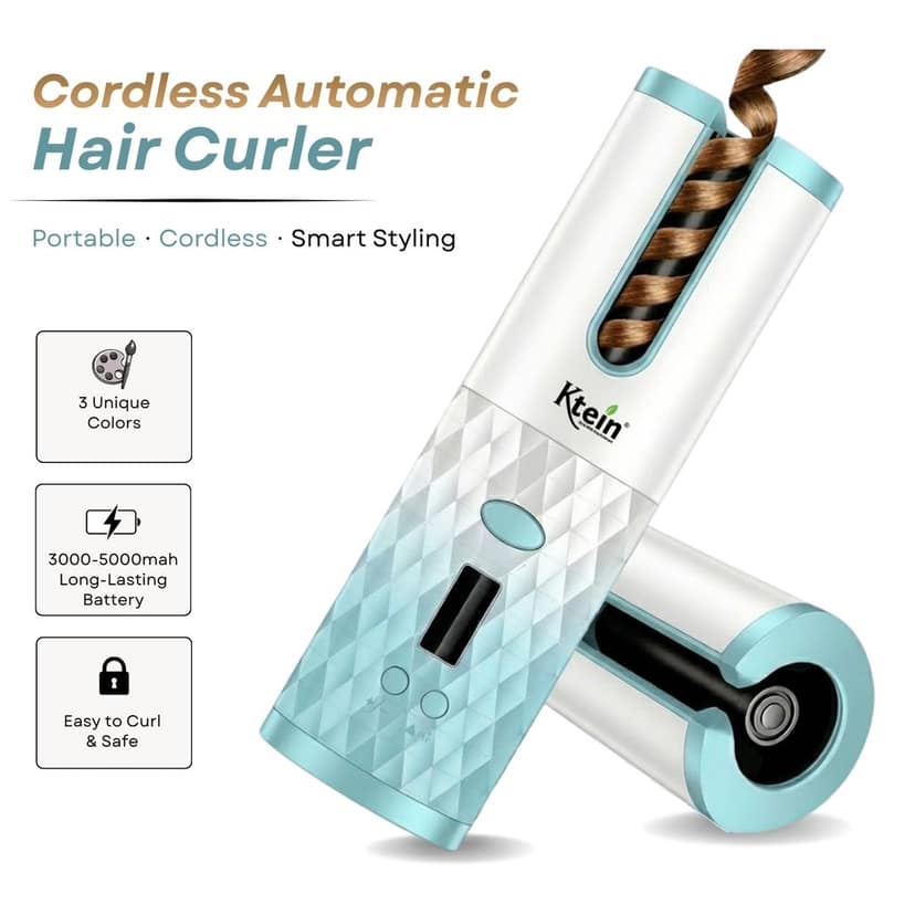 Ktein Cordless Advanced Curl Pro Automatic Hair Curler | Ceramic Tourmaline | Digital Temp Control | USB Charging - Color May Vary view 3