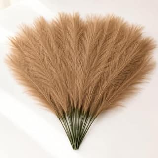 SATYAM KRAFT 12 Pcs Faux Pampas Grass Small Artificial Flowers | Fake Flower for Vase Decoration, Home Decor,