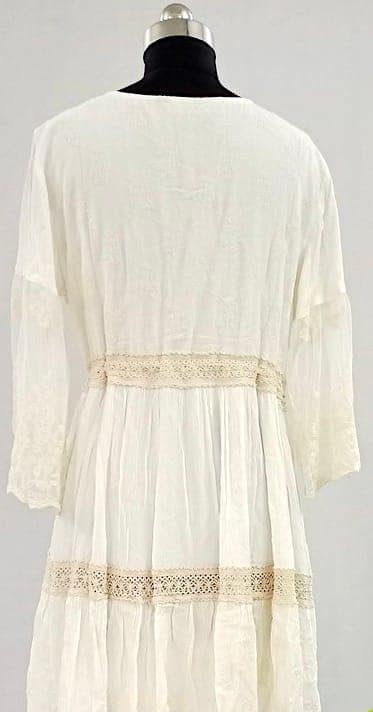 NV92041/001-004-White Knee Length Dress with Full Sleeves view 4