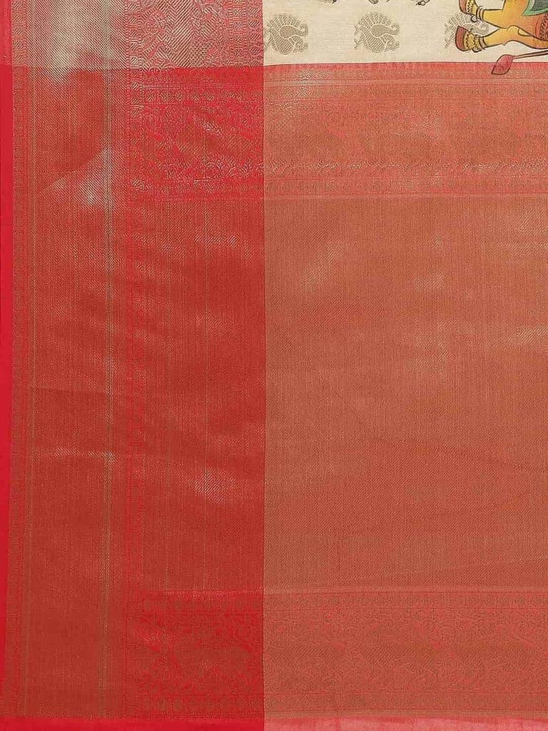 Women's Digital Printed Woven Silk Saree with unstiched blouse piece view 7