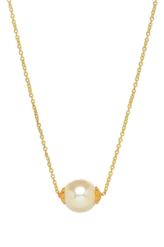 Aarohi13 SINGLE PEARL CHAIN NECKLACE WITH EARRING FOR WOMAN