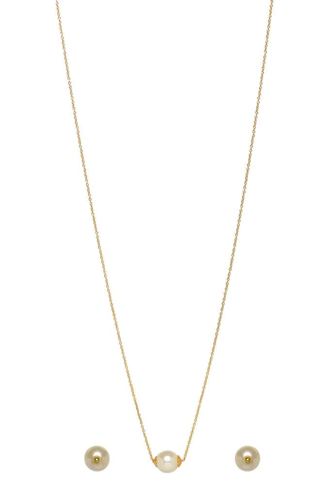 Aarohi13 SINGLE PEARL CHAIN NECKLACE WITH EARRING FOR WOMAN view 2