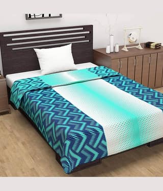 DIVINE CASA Single Polyester Blue Abstract Dohar