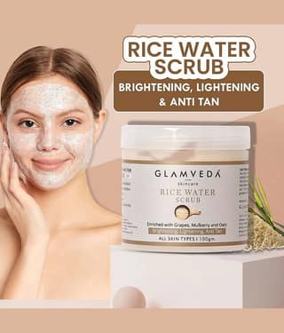 Glamveda Rice Water Brightening Face Scrub , Lightens Skin Pigmentation & Tanning 100gm (Pack of 1)
