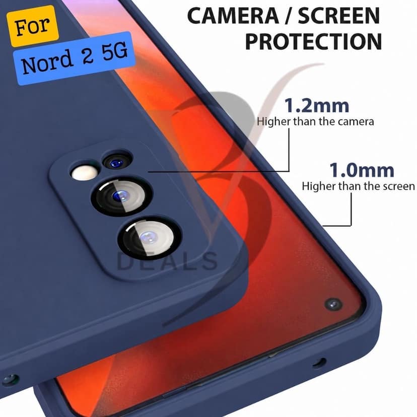V3Deals Silicon Back Cover for OnePlus Nord 2 5G, Slim Fit Raised edges guard camera and screen scratches, Precise port cutouts, Durable flexible silicon view 3