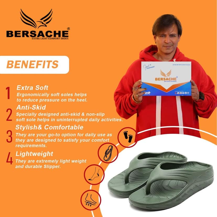 Bersache Extra Soft Classic Casual with Back Strap Regular wear with Ultra Soft & Flexibility Technology Slipper for Men's view 2