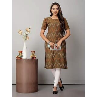 OMSAIFAB Casual Self Design Women Brown Top