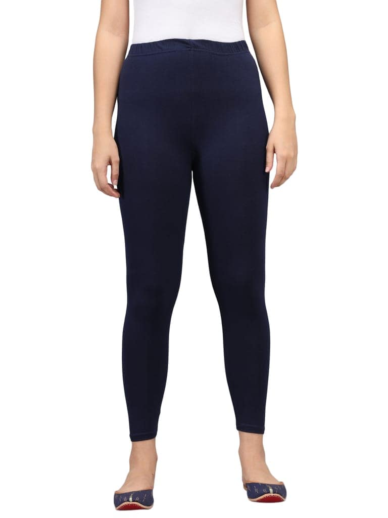 SOFT COLORS Women's Skinny Fit Ethnic Wear Ankle Length Leggings (Navy Blue) view 3