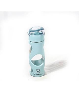 The Indus Valley - ‎Glass water bottle Light blue Sipper Water Bottle 500 mL ( Set of 1 )