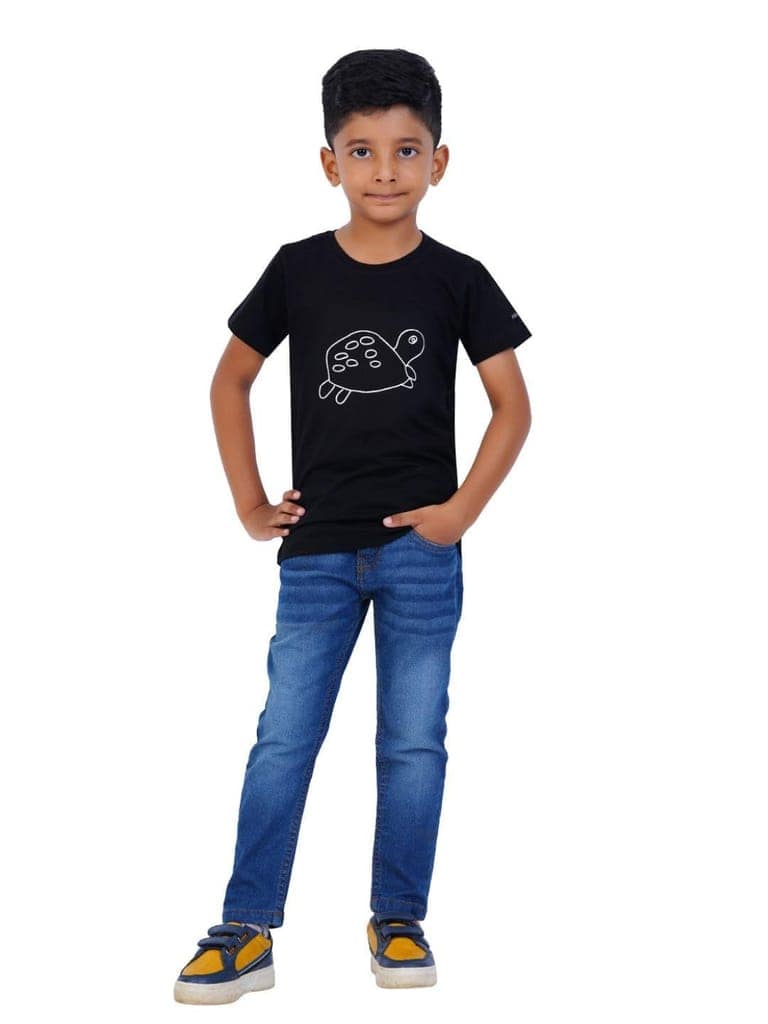 AIR GARB Boys Round Neck Printed Cotton T-shirt for 8-10 Years - Pack of 2 (K810-CB-TBL) Multicolour view 5
