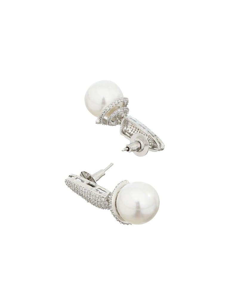 Silver toned Pearl Statement Drop Minimal Drop Earrings view 5