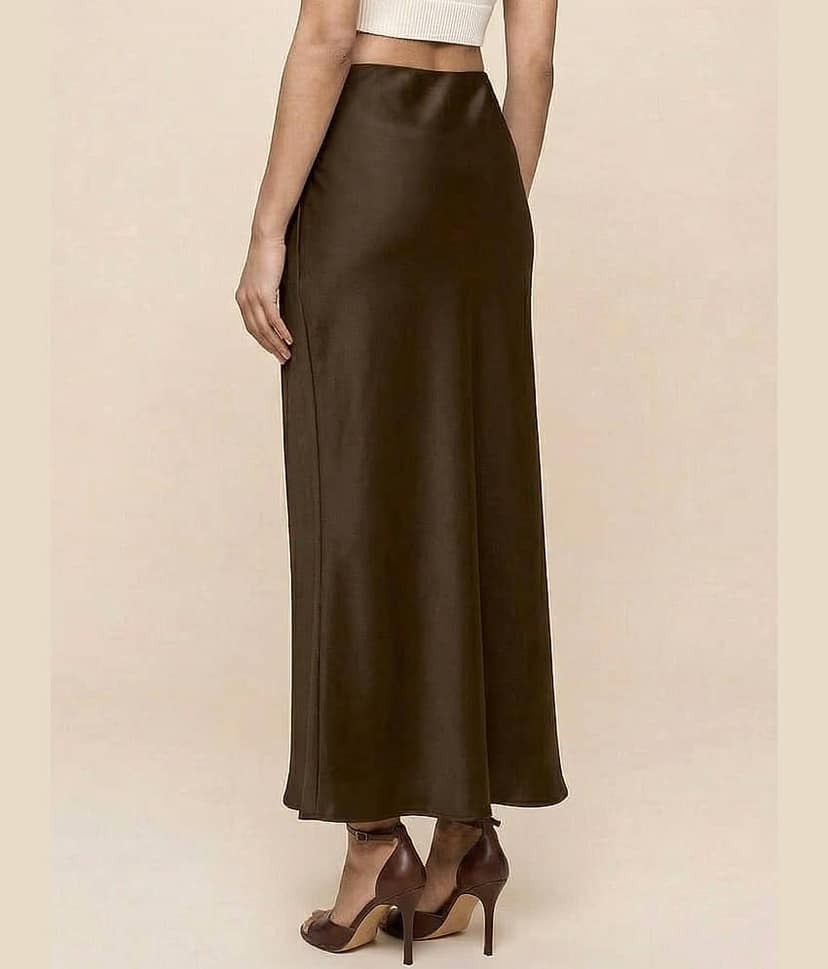 Addyvero Brown Satin Women's A-Line Skirt ( Pack of 1 ) view 2