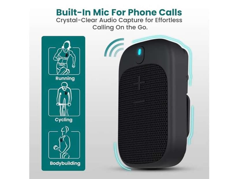 Portronics Talk Four 2W Wearable Bluetooth Speaker with Mic, Magnetic, Spring Clip-On, Upto 10Hours Playtime, IPX5 Water, Dust Resistant, Bluetooth 5.3v, Big Buttons, Portable Speaker with Microphone view 2