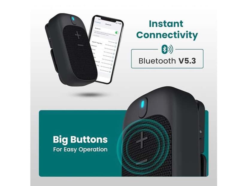 Portronics Talk Four 2W Wearable Bluetooth Speaker with Mic, Magnetic, Spring Clip-On, Upto 10Hours Playtime, IPX5 Water, Dust Resistant, Bluetooth 5.3v, Big Buttons, Portable Speaker with Microphone view 4