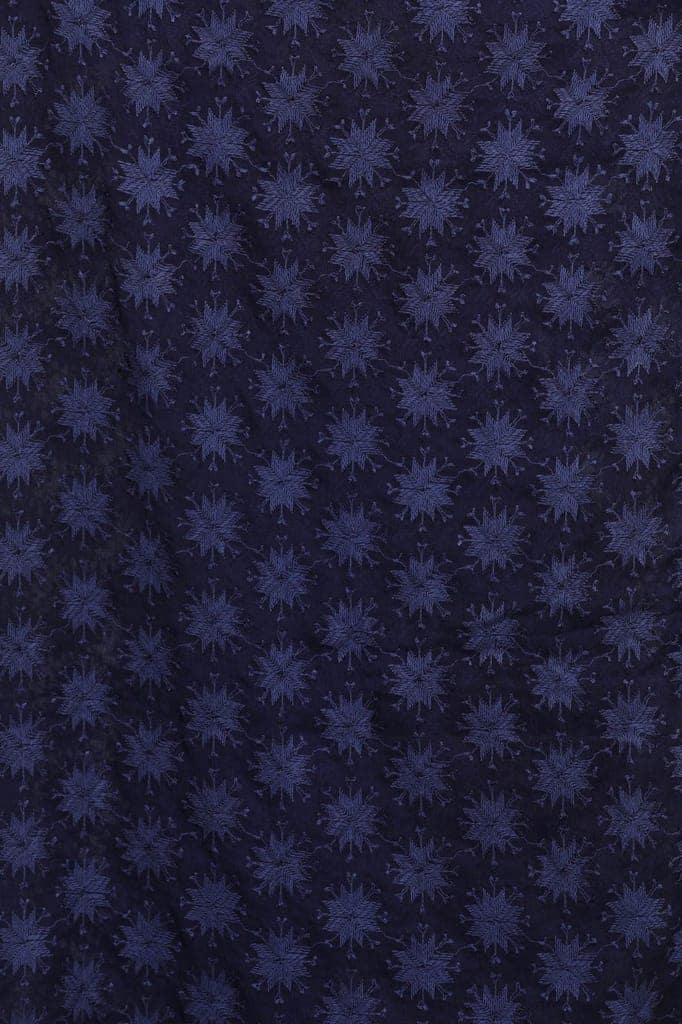 Patriot-Blue Phulkari Extra-Wide Dupatta from Punjab with Embroidered Bootis in Self-color Thread view 4