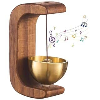 CRIYALE Door Bell, Wooden Door Bell Without Wire Send Adhesive Tape, Dopamine Store Entrance Doorbell, Sound for Homes, Restaurant, Decoration Multifunctional (Dark Wood)