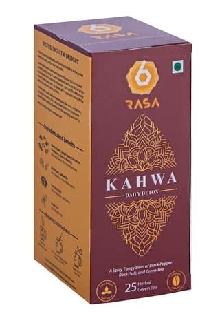 6rasa Kahwa Daily Detox Green Tea Bags | (2.5g Each) (Pack of 1, 25 Dip Bags)