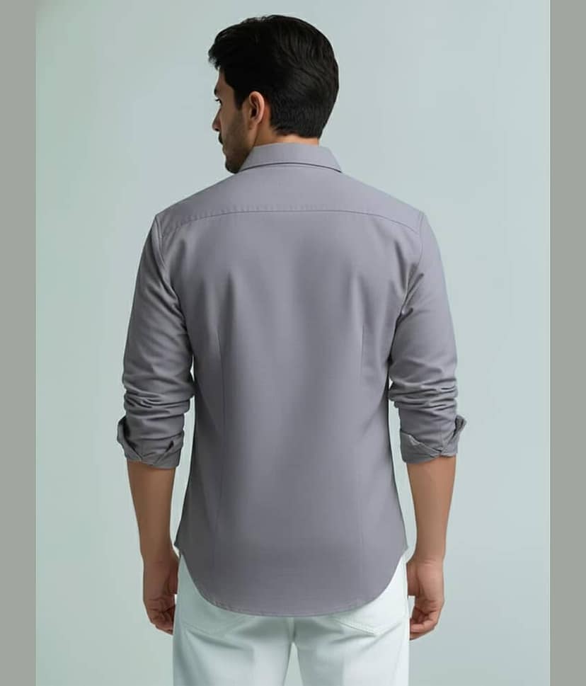 BHUVIKOO Cotton Blend Plain Shirt Style Kurta For Men ( Grey ) view 2