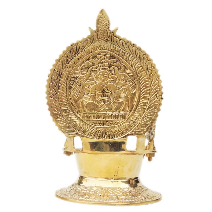 Brass Table Decor Oil Lamp Kamakshi Deepak - Devotional Hanging Diya for Home, Height : 7.1 Inch (ZMAS392 M) view 2