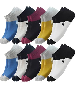 hicode Blended Men's Colorblock Multicolor Ankle Length Socks ( Pack of 10 )
