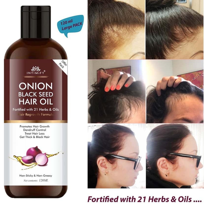Intimify onion oil, anti dandruff oil, herbal oil, hair fall oil, red onion oil, ayurvedic oil, onion hair oil, hair growth onion oil, hair growth oil view 6