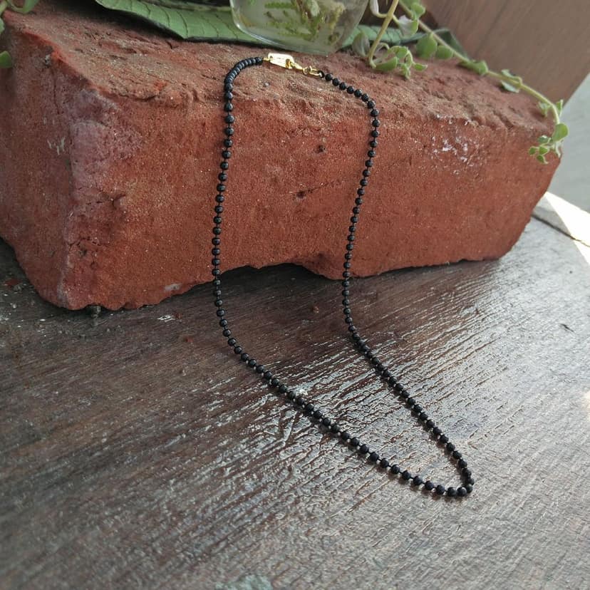 Lucky Jewellery Traditional Designer Mangalsutra Black Beads One Line Chain Necklace For Women (24-A3C-B3-B16) view 3