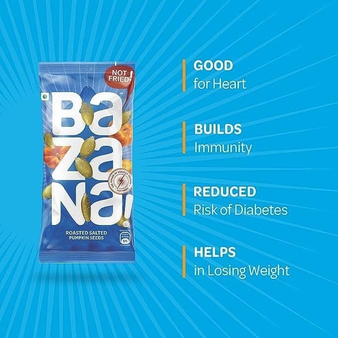 Bazana - Roasted Salted Pumpkin(18g) and Sunflower Seeds(22g) Combo Snack | Protein-Rich, Fiber-Intense Health Boost | Vegan, Gluten-Free | Healthy Snacking, 480g, (12+12) Pack of 24 view 4