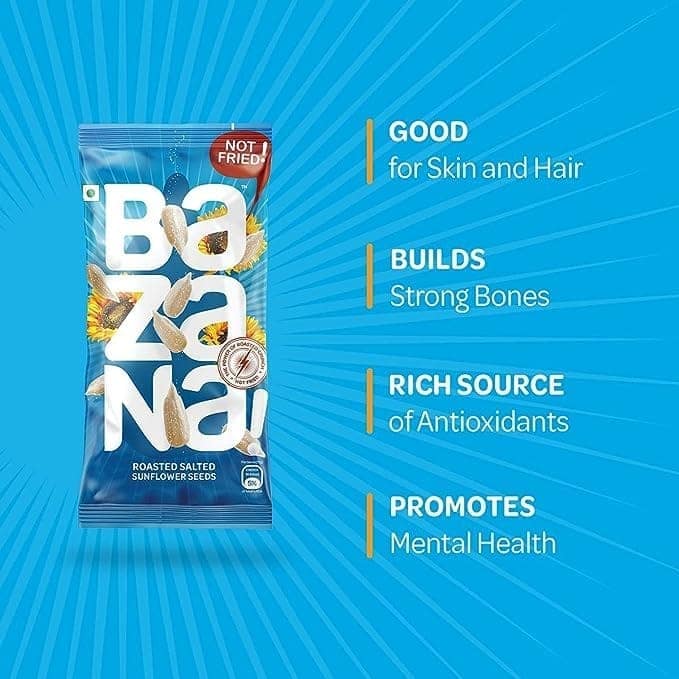 Bazana - Roasted Salted Pumpkin(18g) and Sunflower Seeds(22g) Combo Snack | Protein-Rich, Fiber-Intense Health Boost | Vegan, Gluten-Free | Healthy Snacking, 480g, (12+12) Pack of 24 view 5