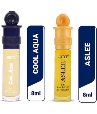 aco perfumes Cool Aqua & Aslee Concentrated Attar Roll On 8ml COMBO SET