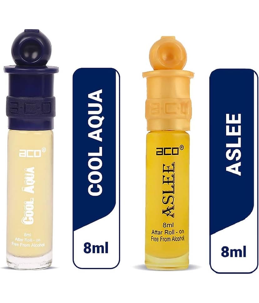 aco perfumes Cool Aqua & Aslee Concentrated Attar Roll On 8ml COMBO SET