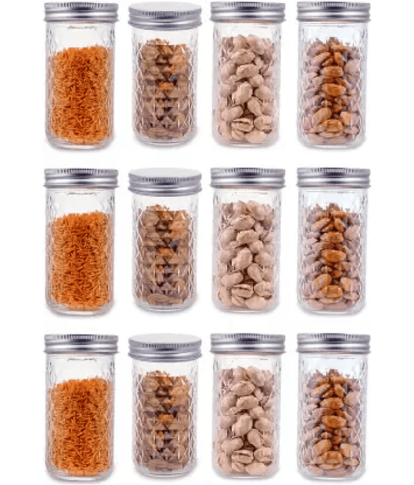 CROCO JAR Glass Silver Food Container ( Set of 12 )