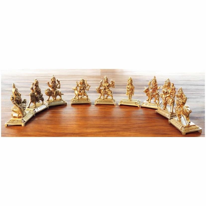 Brass Nau Durga Statue ? Nine Forms of Goddess Durga Brass Showpiece, Height : 5 Inch (BSMAS1271 E) view 3