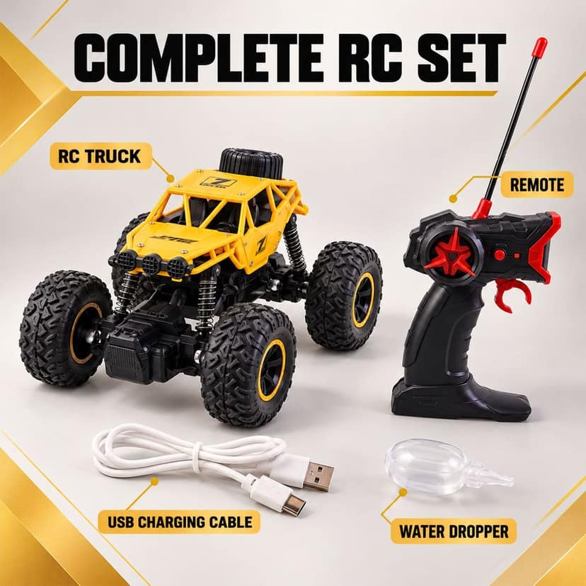 RC Rock Crawler Toy with Mist Spray, LED Lights and USB Charging (1 Pc) view 3