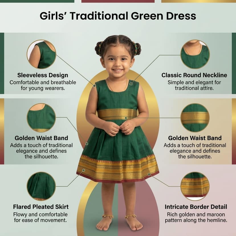 Mom and Me Baby Girls Summer Frock Dress (0–5 Years) | Soft Acrylic Cotton with Pure Cotton Lining | Sleeveless Round Neck | Lightweight & Breathable (in, Age, 0 Months, 3 Months, Regular, Green) view 4