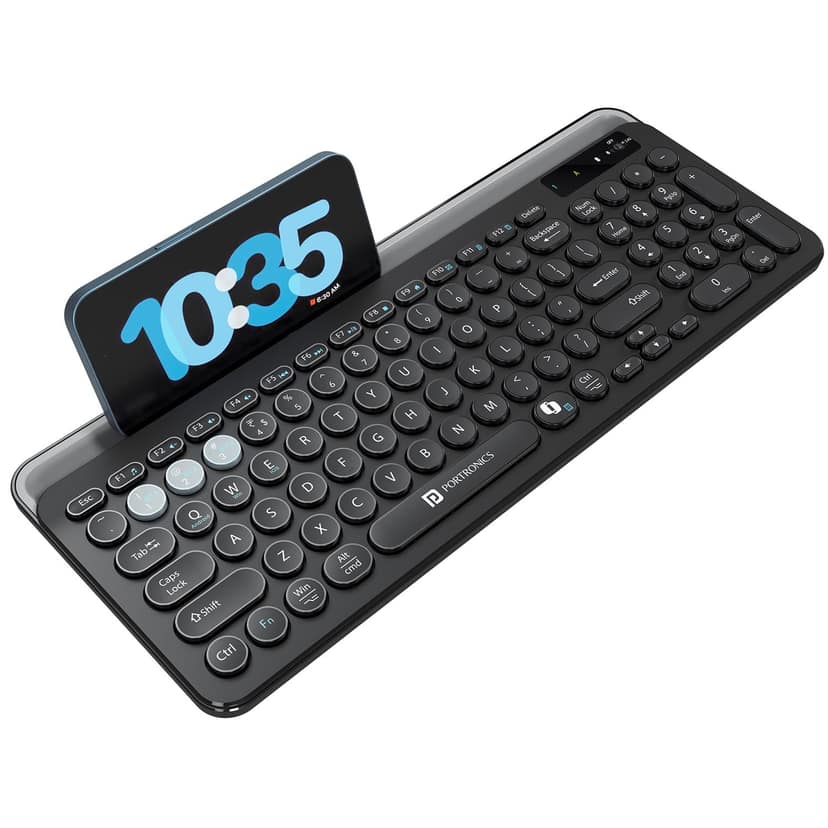 Portronics Bubble 3.0 Wireless Keyboard with Bluetooth + 2.4 GHz USB Receiver, Rechargeable Battery, Dual Height Adjustment, Multimedia Hotkeys with Numpad, for Laptop, PC, Smartphone, Tablet(Black) Portronics Bubble 3.0 Wireless Keyboard with Bluetooth