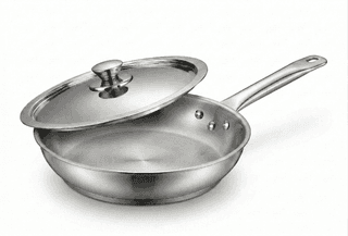 Premium Tri-Ply Stainless Steel Fry Pan with Lid - Induction Compatible Skillet, Riveted Handle, Sauté Pan for Even Heat Distribution