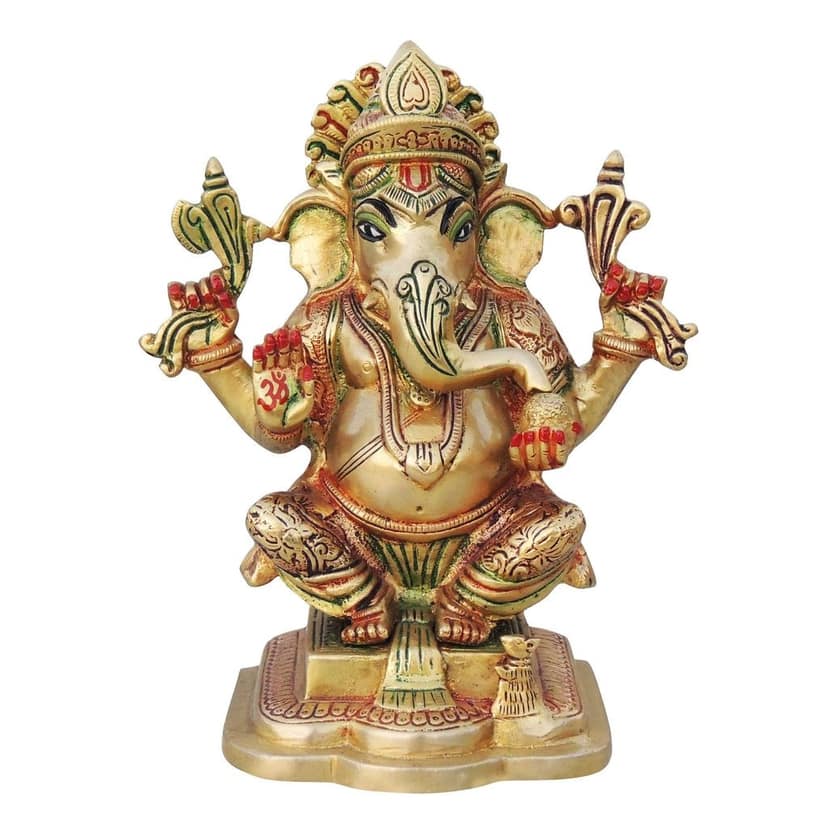 Brass Showpiece Ganesh Ji God Idol Statue (BSMAS1063 G) view 2