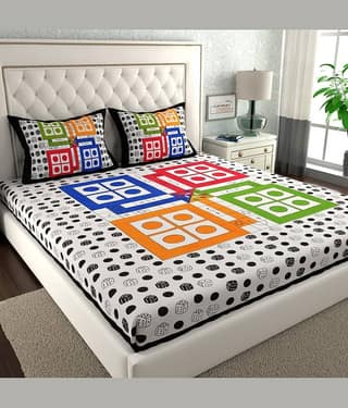 ABHACLOTHO Cotton 1 Double Bedsheet with 2 Pillow Covers ( Multicolor )