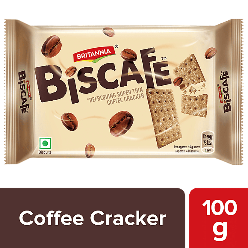 Britannia BisCafe - Super Thin Coffee Crackers, Sugar Sprinkled Biscuits, 100 g